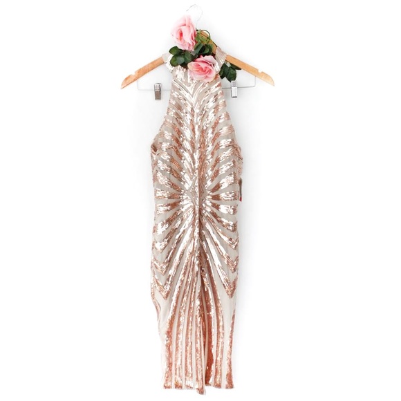 Halter neck & sequined mesh dress  - Picture 1 of 4